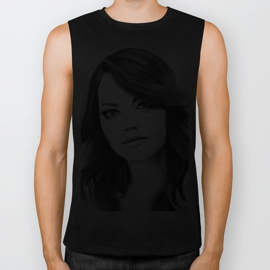Emma Stone minimalist digital portrait Biker Tank