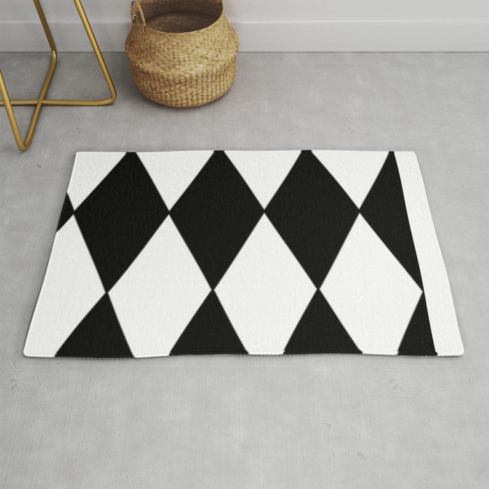 Large Black And White Harlequin Diamond Pattern Rug By Jane Holloway Society6