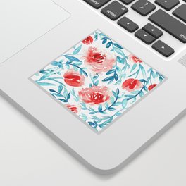 Coral and turquoise Sticker