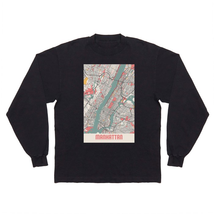 Manhattan city map Long Sleeve T Shirt