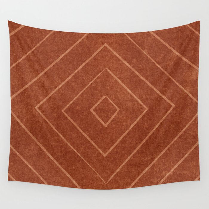 boho diamonds burnt orange Wall Tapestry by Little Arrow Decor