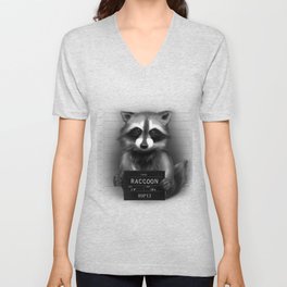 Raccoon Mugshot V Neck T Shirt