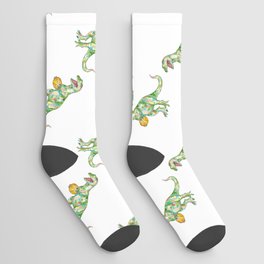  T-rex basketball dinosaur painting watercolour Socks