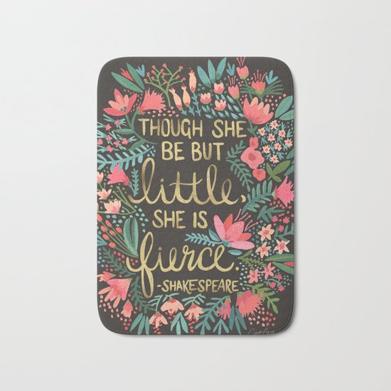 Little & Fierce on Charcoal Bath Mat