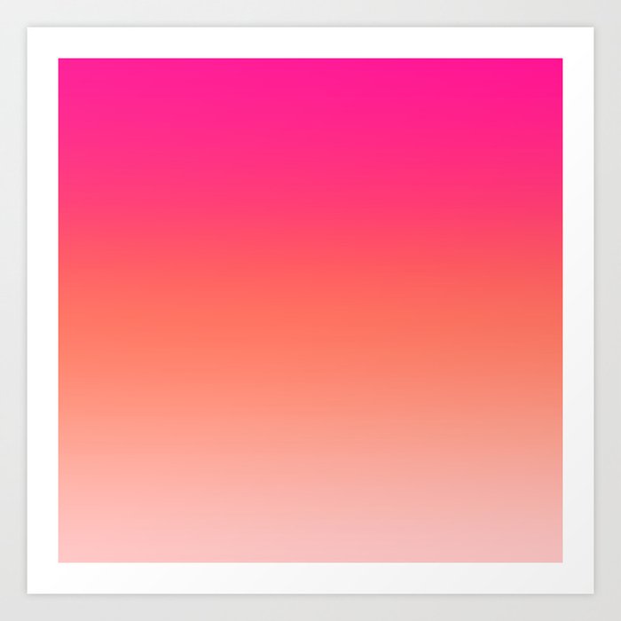 Gradient Ombre Living Coral Millennial Plastic Pink Pattern Peachy Orange Soft Trendy Cute Texture Art Print