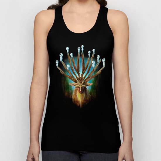 Princess Mononoke The Deer God Shishigami Tra Digital Painting. Unisex Tank Top