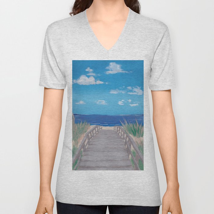 Beach Boardwalk V Neck T Shirt