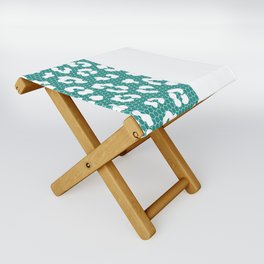 White Leopard Print Lace Vertical Split on Turquoise Green Folding Stool