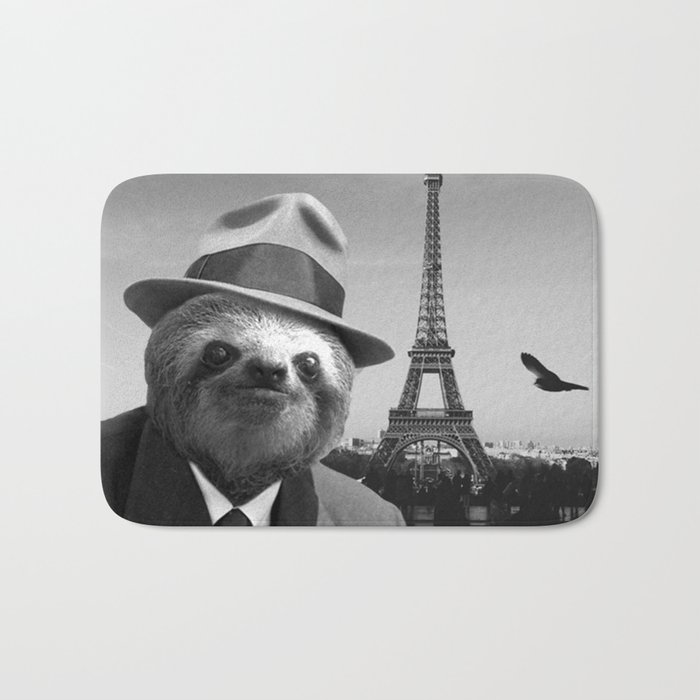 Gentleman Sloth in Paris Bath Mat