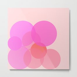 Pink Geometric Minimalistic Circle Design Pattern Metal Print