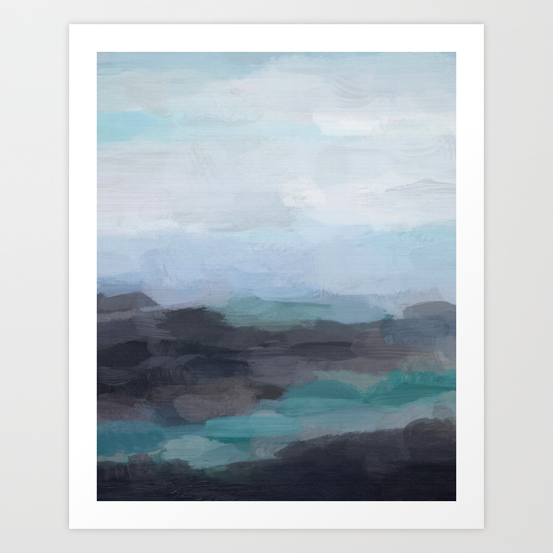 Mint Navy Blue Green Abstract Wall Art Painting Art Ocean Painting Print Blue Water Art Print By Rachelelise Society6