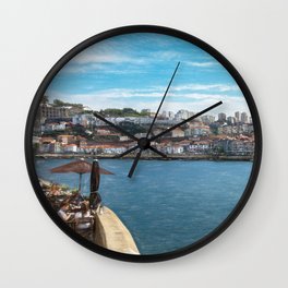 Relaxing By The Douro in Porto Wall Clock