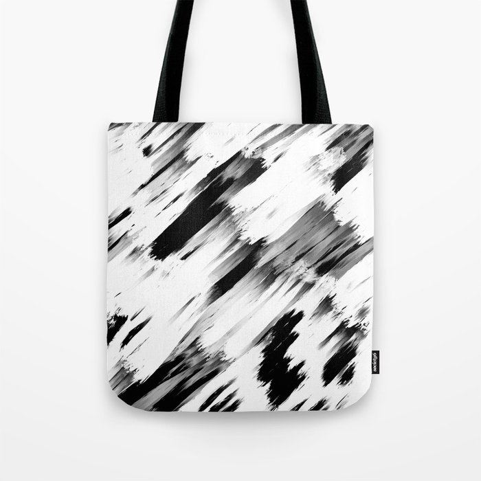 Modern Abstract Black White Brushstroke Art Tote Bag by La Femme | Society6