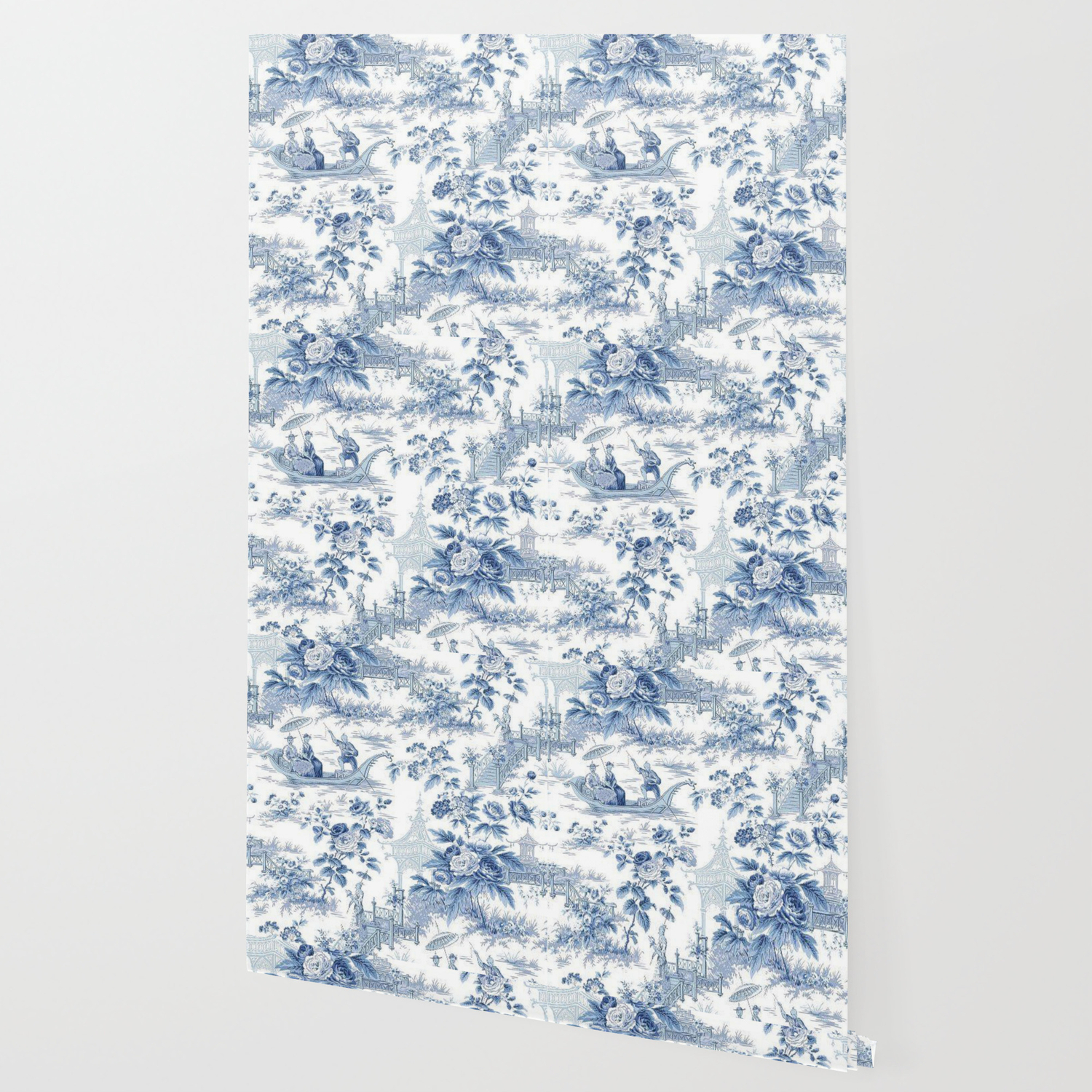 Powder Blue Chinoiserie Toile Wallpaper By Thechinoiseriepavillion