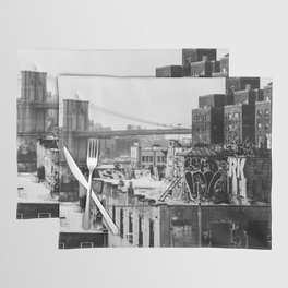 New York City | Brooklyn Bridge View | Black and White Photography Placemat