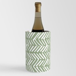 Rustic Herringbone Sage Green Wine Chiller