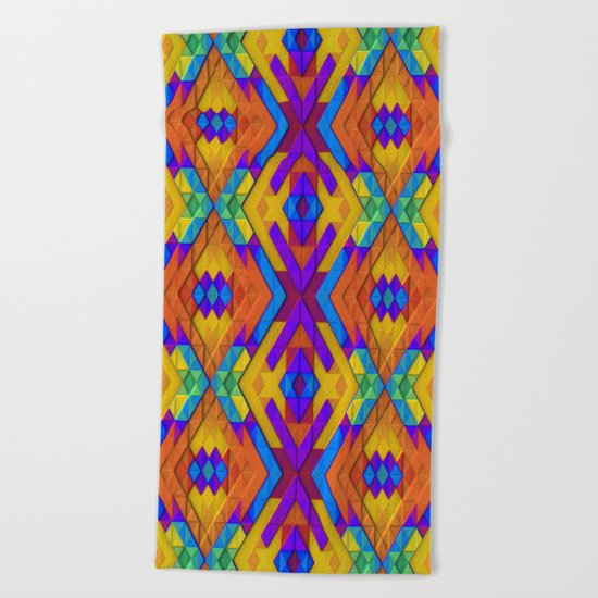 Colorful Geometry Beach Towel