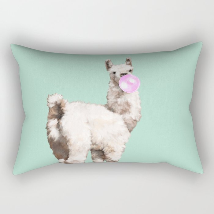 Baby Llama Blowing Bubble Gum Rectangular Pillow