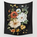 Wildflower Bouquet on Charcoal Wall Tapestry