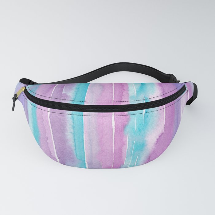 Watercolor Stripes - Purple and Turquoise Fanny Pack