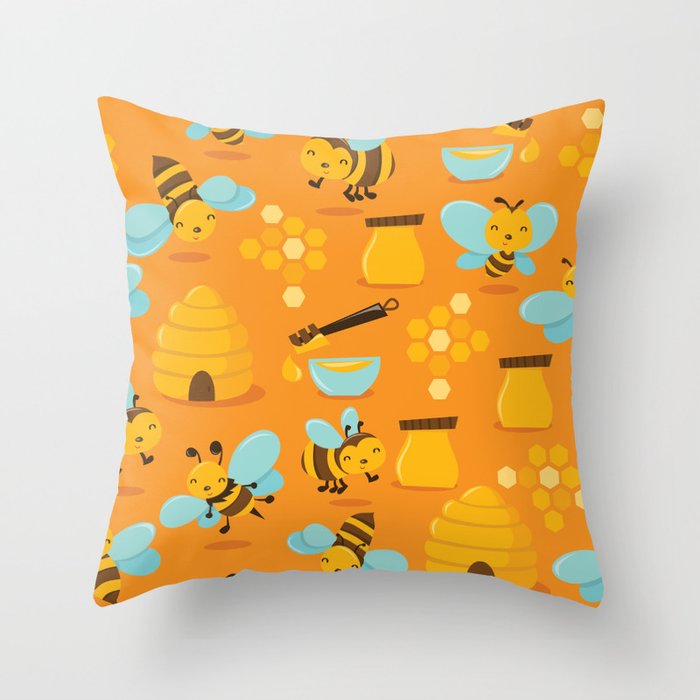 Cute Honey Bee Pattern Throw Pillow