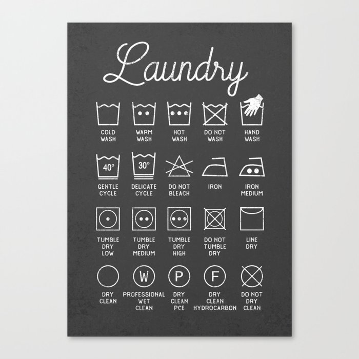 laundry room decor care labels canvas print by artyapples society6