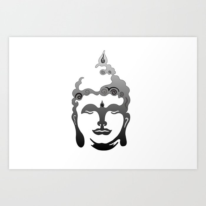 Buddha Head Grey Black White Background Art Print By Move Art Society6 Download black buddha images and photos. buddha head grey black white background art print by move art