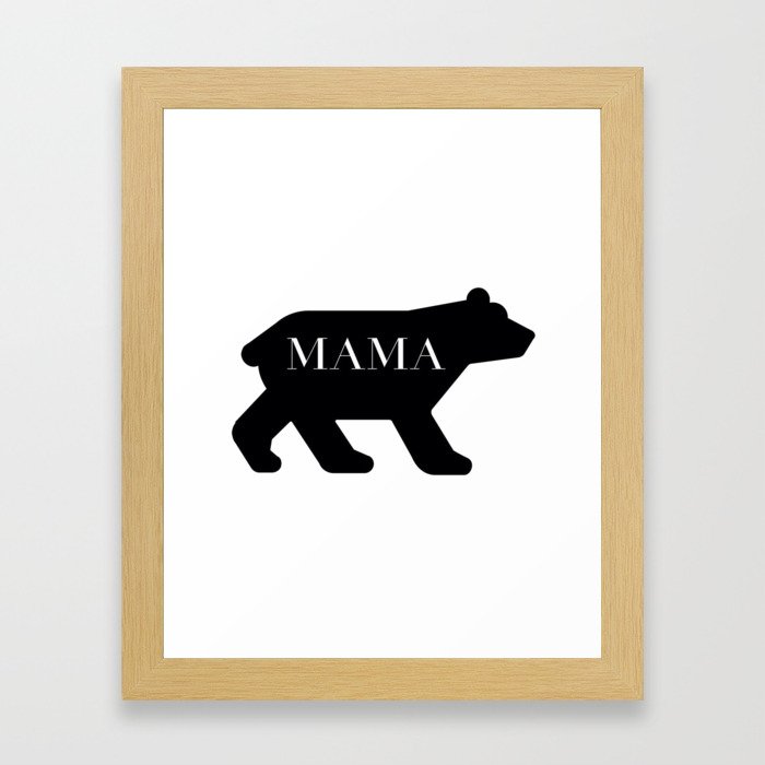 Mama Bear in Black Framed Art Print