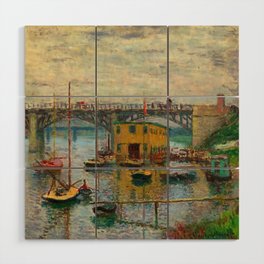 Claude Monet Bridge at Argenteuil on a Gray Day Wood Wall Art