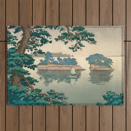 Tsuchiya Koitsu - Rain at Matsushima - Japanese Vintage Woodblock Painting Outdoor Rug