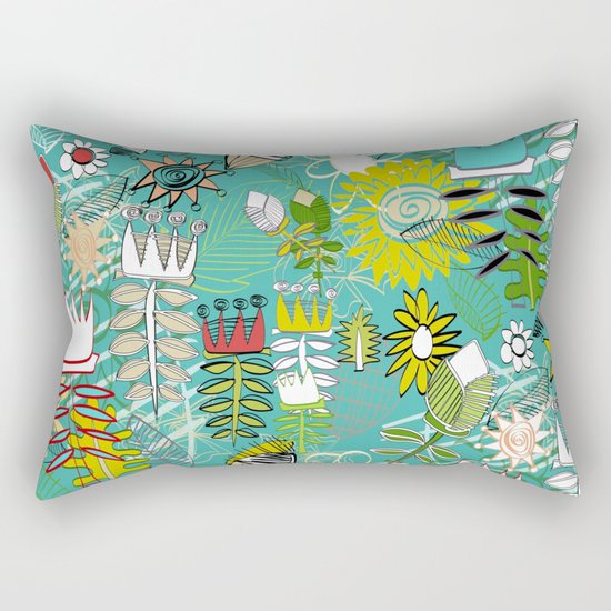wired weed turquoise blue Rectangular Pillow