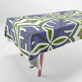 Modern Tropical Leaves in Periwinkle Tablecloth