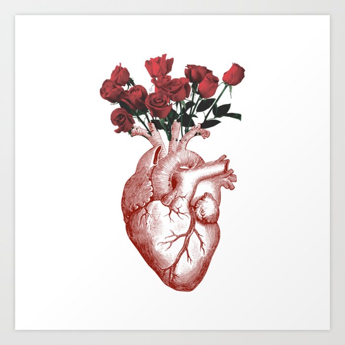 anatomical heart with flowers Art Print by maksoileau Society6
