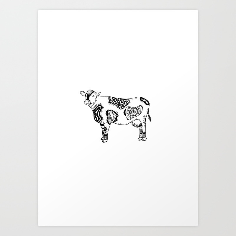 Tattoo Cow Art Print by POP Collective | Society6