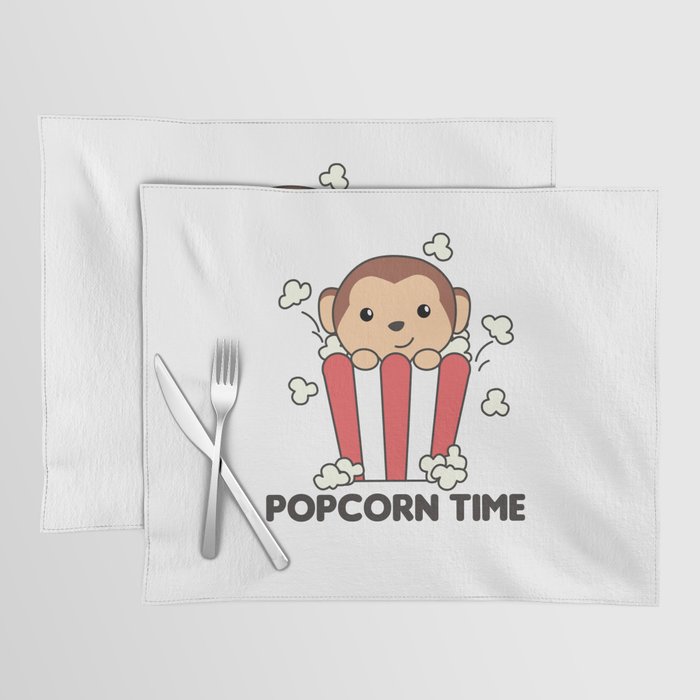 Monkey Popcorn Time Funny Animals In Fast Food Placemat