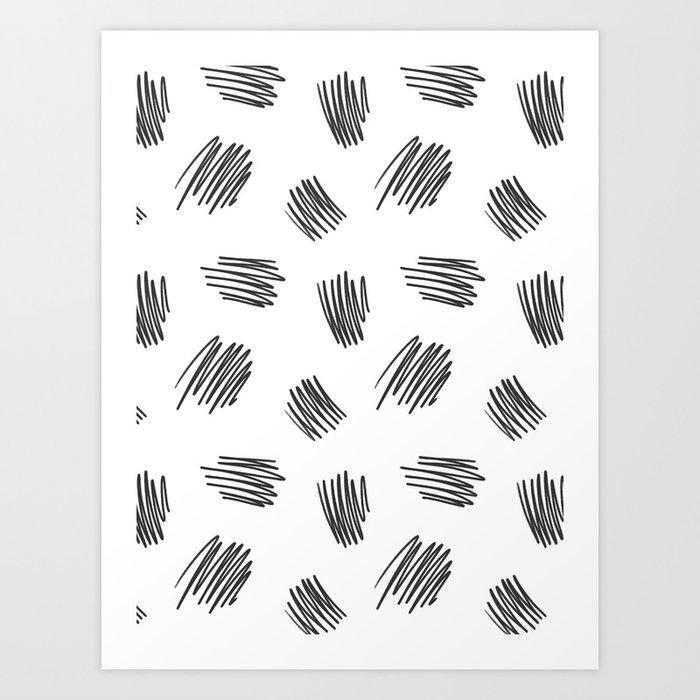 Scribbles (Black and White) Art Print