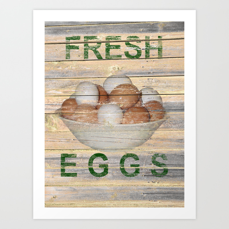 Rustic Fresh Eggs Kitchen Cafe Bistro Country Farmhouse Art A295