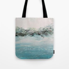Blue Surf, Light Sky Oil Pastel Drawing  Tote Bag