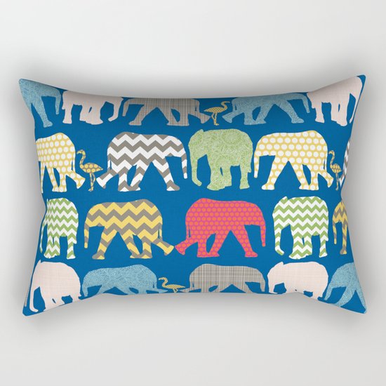 baby elephants and flamingos lapis Rectangular Pillow
