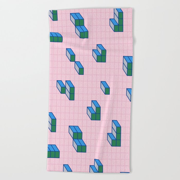 Grid & Tetris Beach Towel