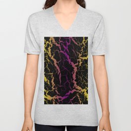 Cracked Space Lava - Yellow/Purple V Neck T Shirt