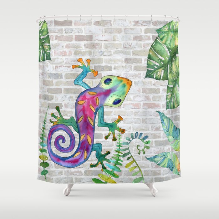 Tropical Gecko Shower Curtain