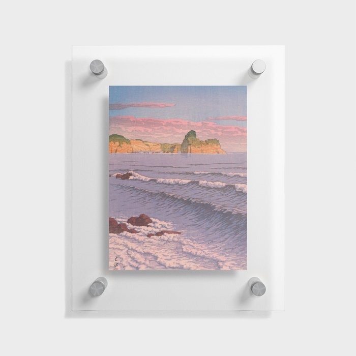 Japanese Woodblock art Ocean Sunset Floating Acrylic Print