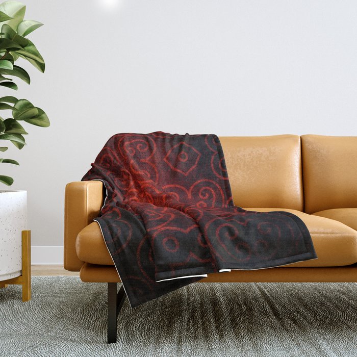 Red and Black Gothic Pattern Throw Blanket