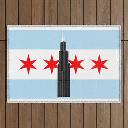 Willis / Sears Tower, Chicago Flag Background Outdoor Rug