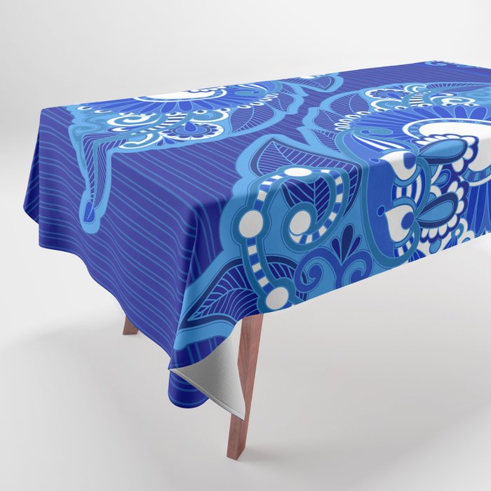 Paisley Ornament - Blue Palette Tablecloth