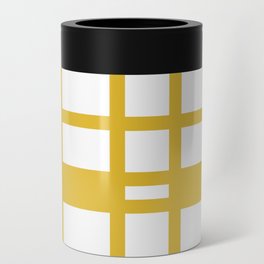 Abstract Grid Pattern 736 Yellow Can Cooler