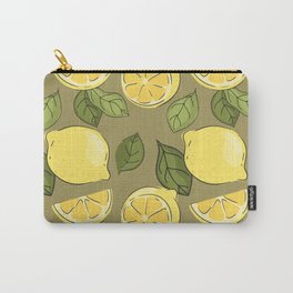 Lemon Blossom Seamless Pattern Hand Drawn Yellow Lemons With Green Leaves Botanical Garden Fruits Carry-All Pouch