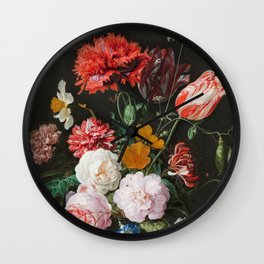 Dutch Golden Age Floral Painting Wall Clock | Oil, Gift, Deheem, Goldenage, Dutch, Painting, 1600S, Dark, Roses, Flowers 
