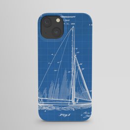 Sailboat Patent - Yacht Art - Blueprint iPhone Case